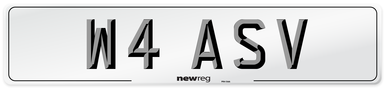 W4 ASV Number Plate from New Reg